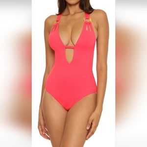 BECCA Cutout Plunge One Piece Swimsuit NWT